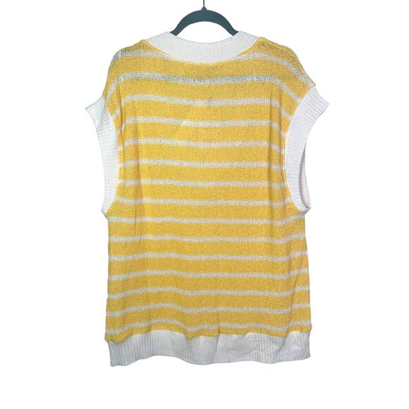 Zara Yellow V-Neck Striped Oversized Knitted Tank Vest, Size L - Picture 5 of 5